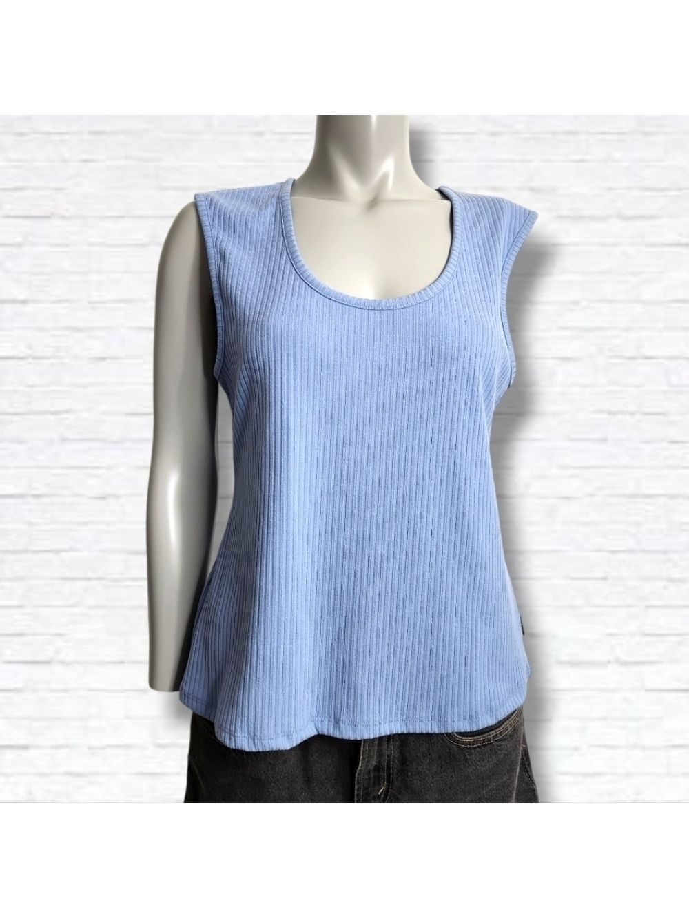 Buffalo Cammie Scoop Neck Periwinkle Blue Ribbed Tank Top Size XL BNWT